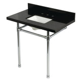 Dreyfuss 36-Inch Black Granite Console Sink with Stainless Steel Legs (8-Inch, 3-Hole)