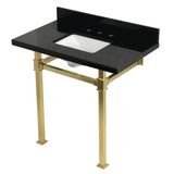 Monarch 36-Inch Black Granite Console Sink with Stainless Steel Legs (8-Inch, 3-Hole)
