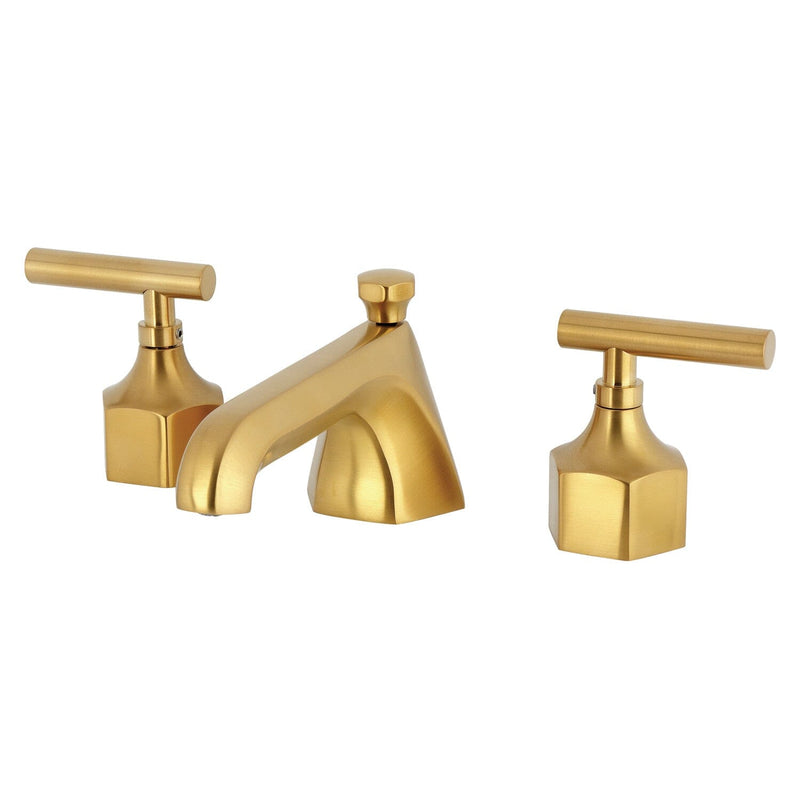 Navei Two-Handle 3-Hole Deck Mount Widespread Bathroom Faucet with Brass Pop-Up