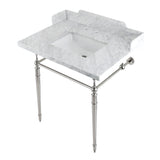 Habsburg 30-Inch Carrara Marble Console Sink with Brass Legs (8-Inch, 3-Hole)