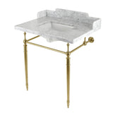 Habsburg 30-Inch Carrara Marble Console Sink with Brass Legs (8-Inch, 3-Hole)