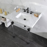 Pemberton 30-Inch Carrara Marble Console Sink with Acrylic Legs (8-Inch, 3-Hole)