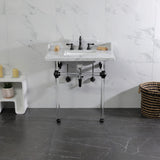 Pemberton 30-Inch Carrara Marble Console Sink with Acrylic Legs (8-Inch, 3-Hole)