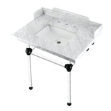 Pemberton 30-Inch Carrara Marble Console Sink with Acrylic Legs (8-Inch, 3-Hole)