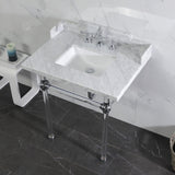 Pemberton 30-Inch Carrara Marble Console Sink with Acrylic Legs (8-Inch, 3-Hole)