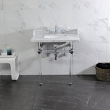 Pemberton 30-Inch Carrara Marble Console Sink with Acrylic Legs (8-Inch, 3-Hole)