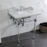Pemberton 30-Inch Carrara Marble Console Sink with Acrylic Legs (8-Inch, 3-Hole)