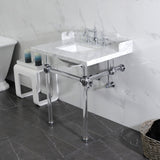 Pemberton 30-Inch Carrara Marble Console Sink with Acrylic Legs (8-Inch, 3-Hole)