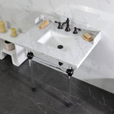 Pemberton 30-Inch Carrara Marble Console Sink with Acrylic Legs (8-Inch, 3-Hole)