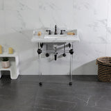 Pemberton 30-Inch Carrara Marble Console Sink with Acrylic Legs (8-Inch, 3-Hole)