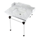 Pemberton 30-Inch Carrara Marble Console Sink with Acrylic Legs (8-Inch, 3-Hole)