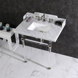 Pemberton 30-Inch Carrara Marble Console Sink with Acrylic Legs (8-Inch, 3-Hole)