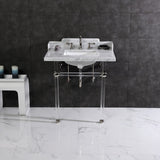 Pemberton 30-Inch Carrara Marble Console Sink with Acrylic Legs (8-Inch, 3-Hole)