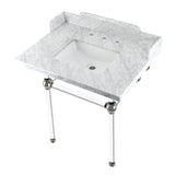 Pemberton 30-Inch Carrara Marble Console Sink with Acrylic Legs (8-Inch, 3-Hole)