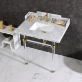 Pemberton 30-Inch Carrara Marble Console Sink with Acrylic Legs (8-Inch, 3-Hole)