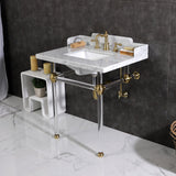 Pemberton 30-Inch Carrara Marble Console Sink with Acrylic Legs (8-Inch, 3-Hole)