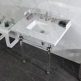 Pemberton 30-Inch Carrara Marble Console Sink with Acrylic Legs (8-Inch, 3-Hole)
