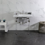 Pemberton 30-Inch Carrara Marble Console Sink with Acrylic Legs (8-Inch, 3-Hole)