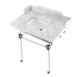 Pemberton 30-Inch Carrara Marble Console Sink with Acrylic Legs (8-Inch, 3-Hole)