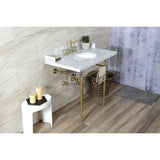 Habsburg 36-Inch Carrara Marble Console Sink with Brass Legs (8-Inch, 3-Hole)