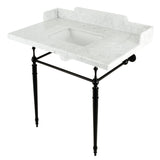 Habsburg 36-Inch Carrara Marble Console Sink with Brass Legs (8-Inch, 3-Hole)