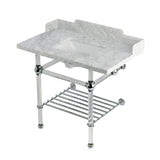 Pemberton 36-Inch Carrara Marble Console Sink with Acrylic Legs and Shelf (8-Inch, 3-Hole)