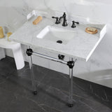 Pemberton 36-Inch Carrara Marble Console Sink with Acrylic Legs (8-Inch, 3-Hole)