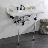 Pemberton 36-Inch Carrara Marble Console Sink with Acrylic Legs (8-Inch, 3-Hole)