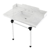 Pemberton 36-Inch Carrara Marble Console Sink with Acrylic Legs (8-Inch, 3-Hole)