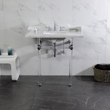 Pemberton 36-Inch Carrara Marble Console Sink with Acrylic Legs (8-Inch, 3-Hole)