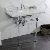 Pemberton 36-Inch Carrara Marble Console Sink with Acrylic Legs (8-Inch, 3-Hole)
