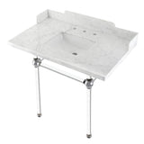 Pemberton 36-Inch Carrara Marble Console Sink with Acrylic Legs (8-Inch, 3-Hole)