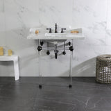 Pemberton 36-Inch Carrara Marble Console Sink with Acrylic Legs (8-Inch, 3-Hole)