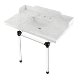 Pemberton 36-Inch Carrara Marble Console Sink with Acrylic Legs (8-Inch, 3-Hole)