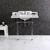 Pemberton 36-Inch Carrara Marble Console Sink with Acrylic Legs (8-Inch, 3-Hole)