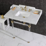 Pemberton 36-Inch Carrara Marble Console Sink with Acrylic Legs (8-Inch, 3-Hole)