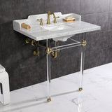 Pemberton 36-Inch Carrara Marble Console Sink with Acrylic Legs (8-Inch, 3-Hole)
