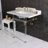 Pemberton 36-Inch Carrara Marble Console Sink with Acrylic Legs (8-Inch, 3-Hole)