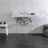 Pemberton 36-Inch Carrara Marble Console Sink with Acrylic Legs (8-Inch, 3-Hole)