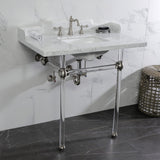Pemberton 36-Inch Carrara Marble Console Sink with Acrylic Legs (8-Inch, 3-Hole)