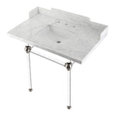 Pemberton 36-Inch Carrara Marble Console Sink with Acrylic Legs (8-Inch, 3-Hole)