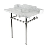 Pemberton 36-Inch Carrara Marble Console Sink with Brass Legs (8-Inch, 3-Hole)