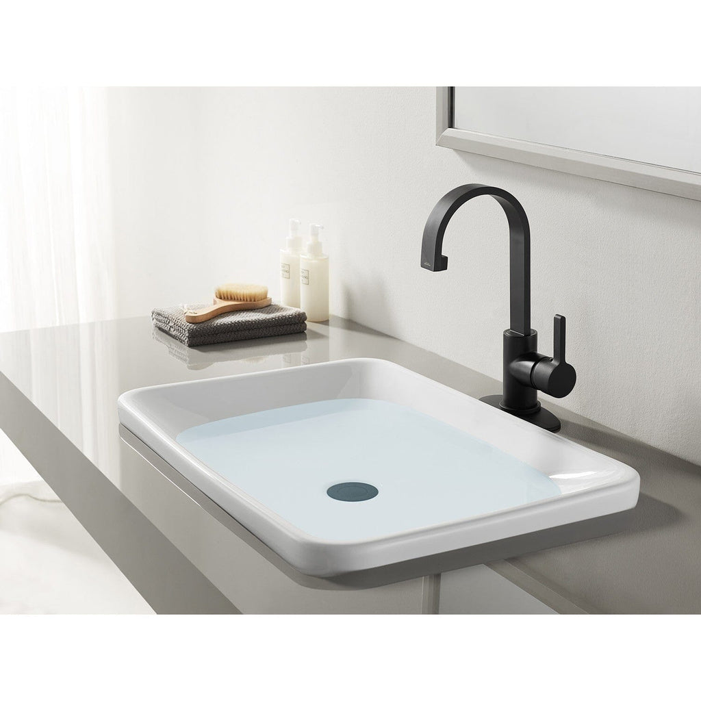 Continental One-Handle 1-Hole Bathroom Faucet with Deck Plate and Push Pop-Up Drain