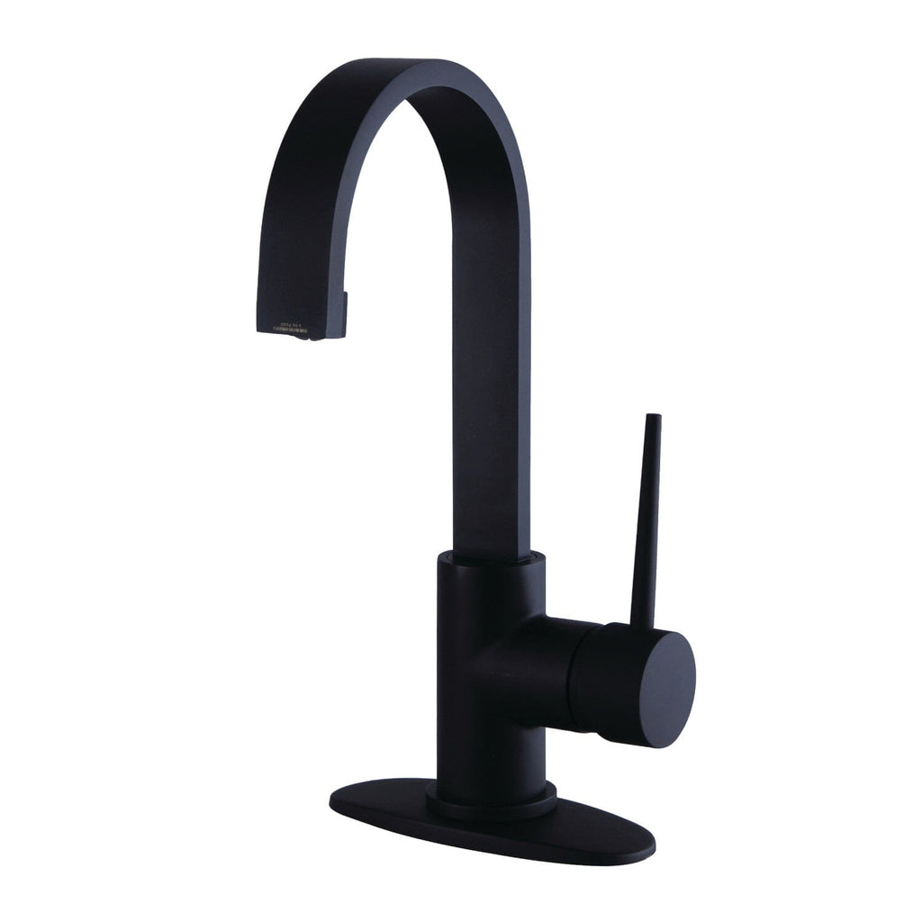 New York One-Handle 1-Hole Bathroom Faucet with Deck Plate and Push Pop-Up Drain
