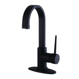 New York One-Handle 1-Hole Bathroom Faucet with Deck Plate and Push Pop-Up Drain