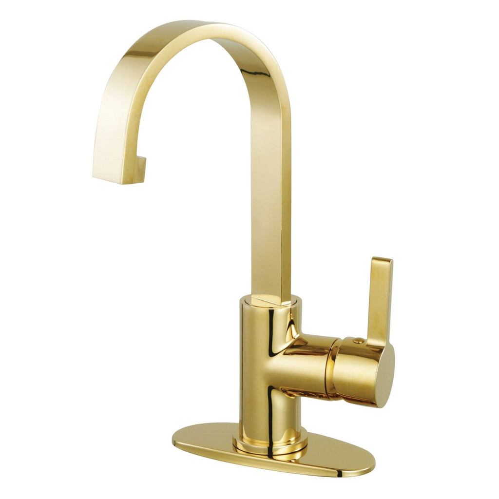 Continental One-Handle 1-Hole Bathroom Faucet with Deck Plate and Push Pop-Up Drain