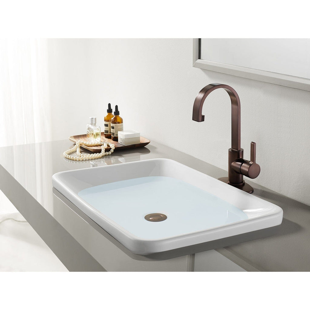 Continental One-Handle 1-Hole Bathroom Faucet with Deck Plate and Push Pop-Up Drain