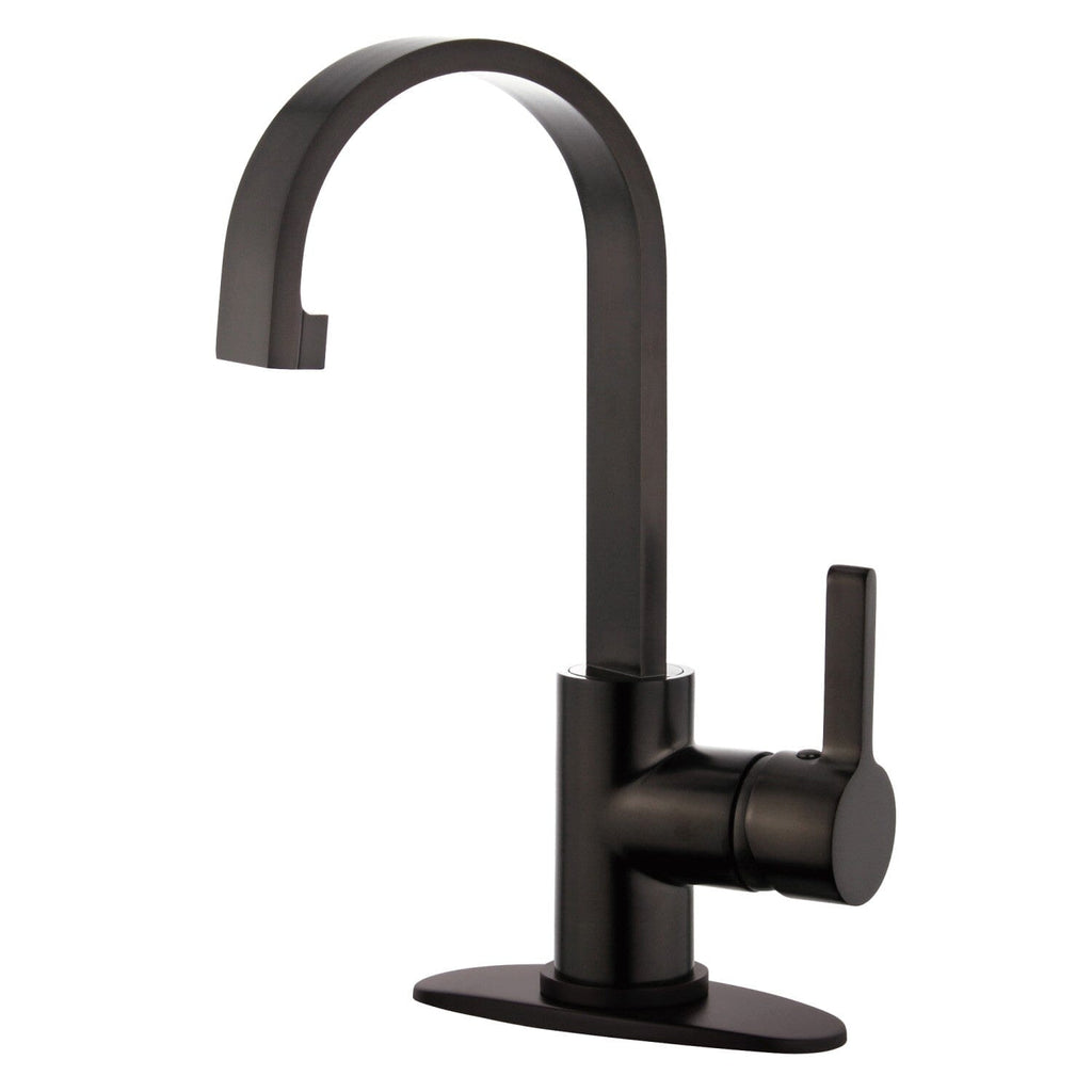 Continental One-Handle 1-Hole Bathroom Faucet with Deck Plate and Push Pop-Up Drain