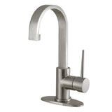 New York One-Handle 1-Hole Bathroom Faucet with Deck Plate and Push Pop-Up Drain