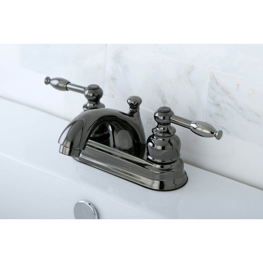 Water Onyx Double-Handle 3-Hole Deck Mount 4-Inch Centerset Bathroom Faucet with Pop-Up Drain